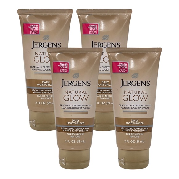 4 Pk Jergens Natural Glow Travel Size Tanning Daily Moisturizer Fair-Medium 2oz - Picture 1 of 5